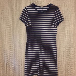 Blue and white striped dress